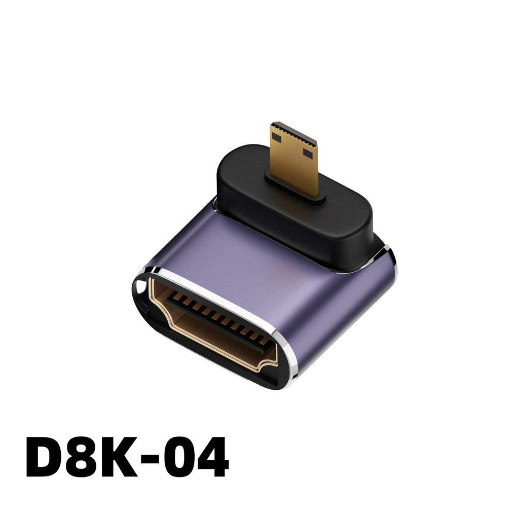 Адаптер HDTV (розетка) на Type-C Mini (вилка), поддержка UHD 8K2.1, с изгибом на стороне Type-C (вилка)