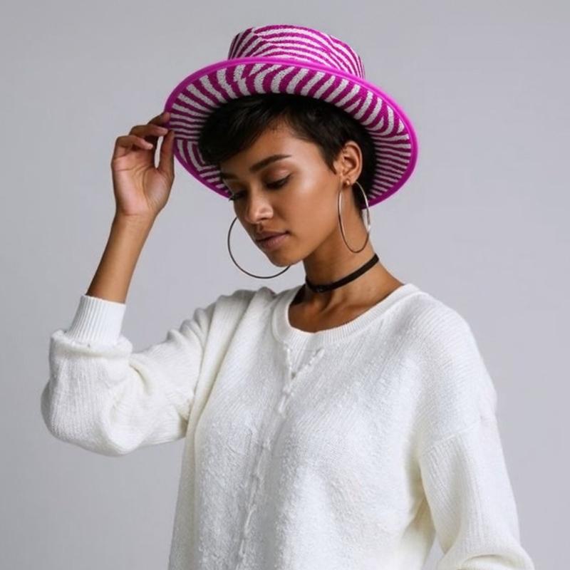 Magicians Style Stripe Top Hat In With Metallic Finish For Costume Party Stage Performances Fashion Accessory