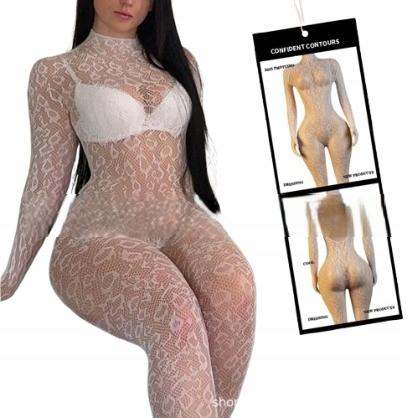 Białe Bodystocking Seksowna Bielizna Erotyczna Damska Sexy Panterka