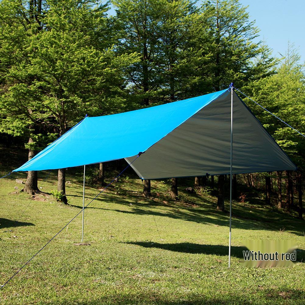 Square Canopy 3-4 Person Waterproof Sunshade Tent with UV Protection and Silver Coated Ground Sheet