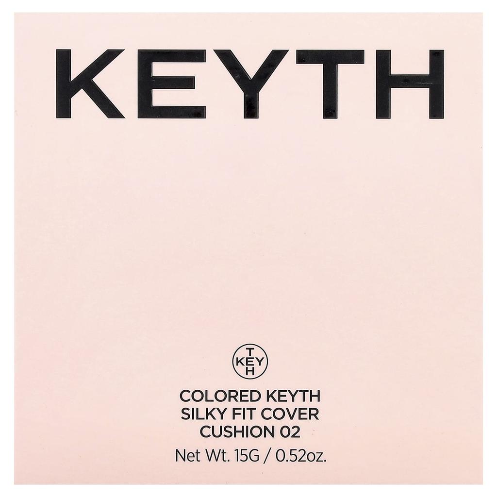 KEYTH, Кушон для лица Color Silky Fit Cover, 02 Шелковистый бежевый, 15г (0,52 унции)