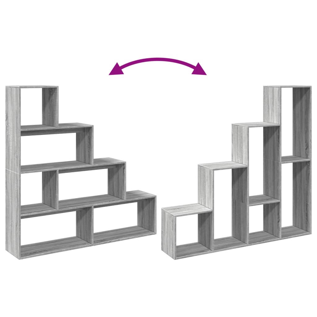 Room Divider Bookshelf 4 Tier Grey Sonoma 143.5 x 29 x 143.5 cm