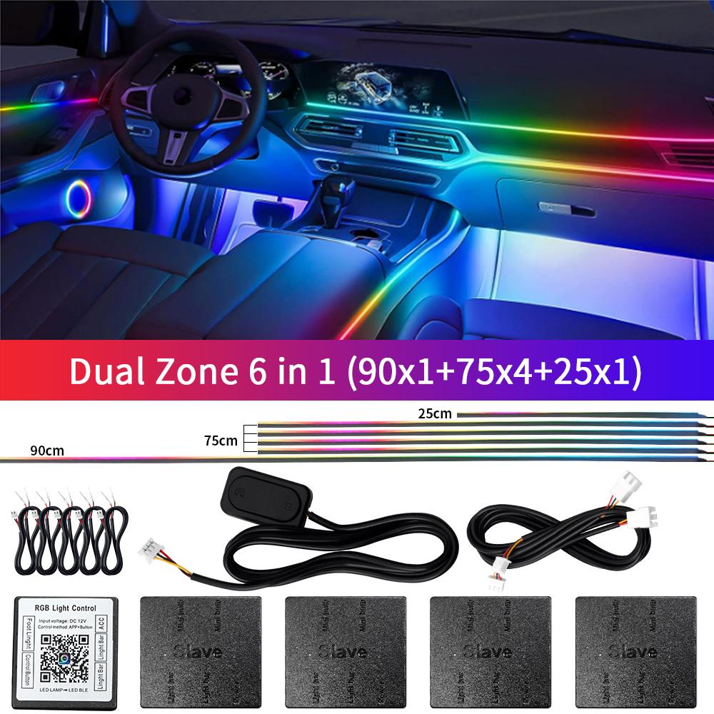 22 in 1 Symphony Car Ambient Light RGB 64 Color Universal LED Interior Hidden Acrylic Strip Light Decoration Atmosphere Lamp APP