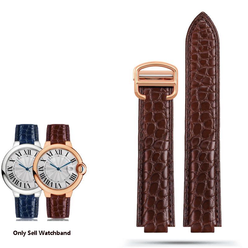 Ремешок для часов из крокодиловой кожи для Cartier Blue Balloon WSBB0025 W69012Z4 18-11мм 20-12мм 22-14мм Выпуклый ремешок для часов мужской женский