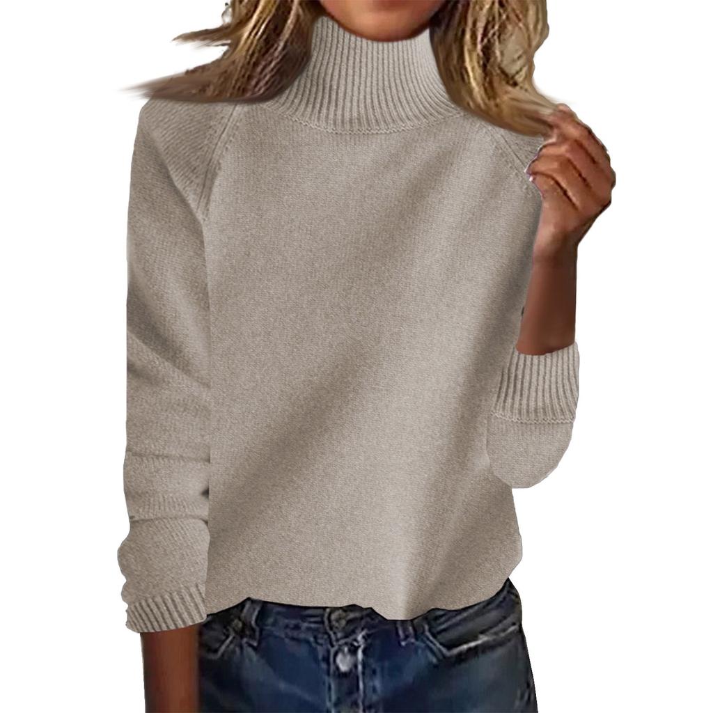 Women's Fashion Thickened High Standing Neck Loose Sweater Plunging Sleeve Bottom Shirt Top