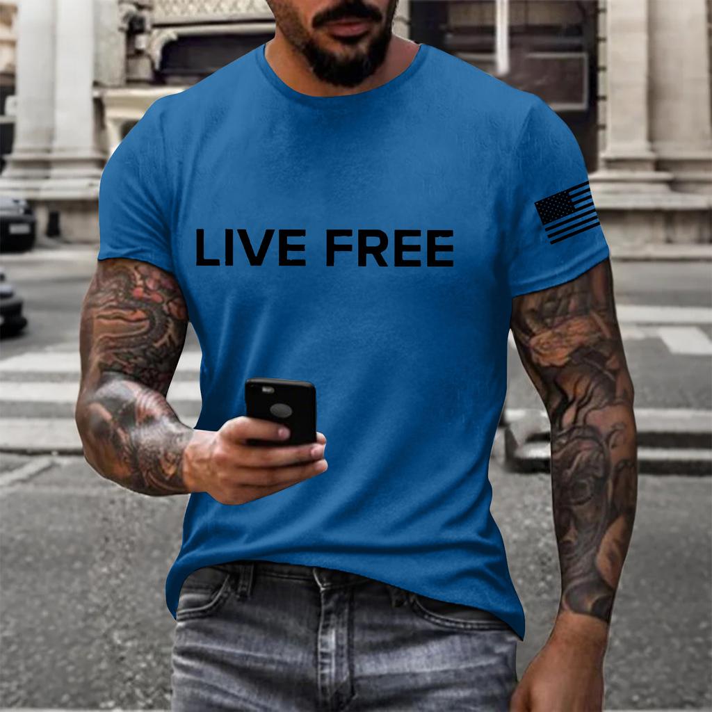 Men's Printed Short Sleeve T-Shirt Men's Loose Casual Short Sleeve Top
