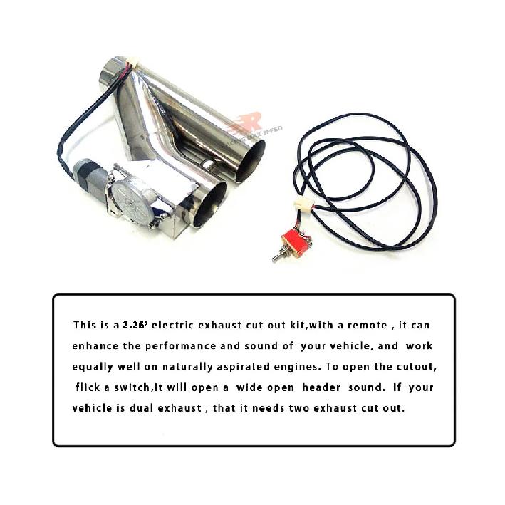 2 2.25 2.5 2.75 3 Inch Stainless Steel Y Pipe Electric Exhaust Cutout Downpipe – Exhaust Bypass Valve with Switch Button