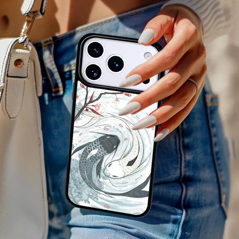 Чехол для телефона 'Инь Ян' с рыбками Кои для iPhone 17 Air 14 15 13 12 Max Чехол для Apple 16e 11 Pro Max Plus Coque