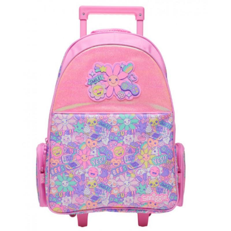 Smiggle Вместительный детский рюкзак для девочек Легкий холщовый школьный рюкзак с мягкими лямками Цветочный принт 42x30см