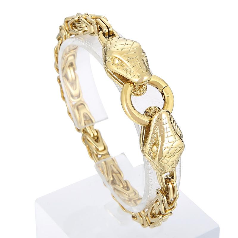 Японский и корейский минималистичный ретро-мужской браслет из титановой стали с круглой пряжкой в ​​виде змеиной головы в виде животного