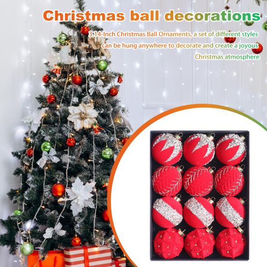 12 шт. Рождественские шары, украшения, небьющиеся пластиковые рождественские елочные подвесные безделушки для праздника