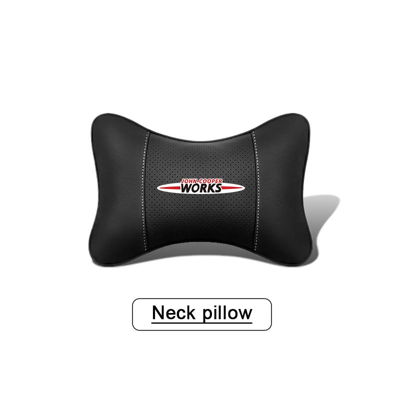 Car Neck Pillow Auto Emblem Headrest Accessories For MINI WORKS Cooper R56 F56 R50 JCW Cabrio Aceman Countryman Clubman Roadster
