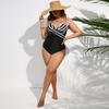 Большой размер Полосатый купальник Боди Женский Сексуальный Пуш-ап С подкладкой Бикини Купальный костюм Комплект Облегающий Майка Пляжная одежда Для женщин EMA