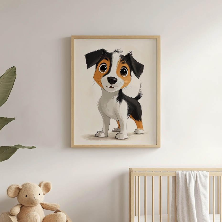 Jack Russell Terrier Dog Poster Jack Russell Terrier Dog Poster, 50X70 Cm, Dark Brown Wooden Frame, 230 Gsm Matte Paper