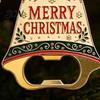 Retro Holiday Home Decor Christmas Bell Bottle Opener, Heavy Duty Beer Cap Remover, Magnetic Festive Kitchen Wall Refrigerator Magnet, Metal