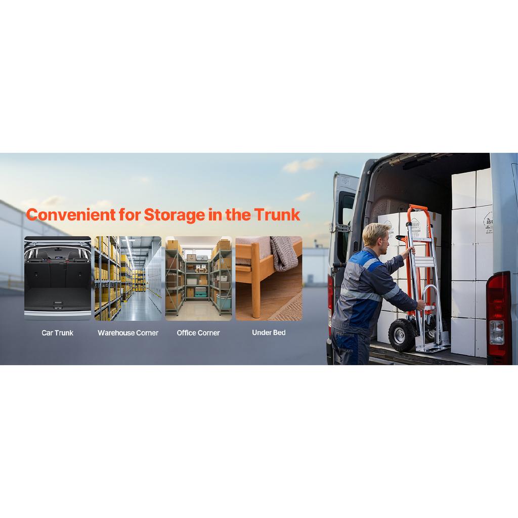 SucceBuy 4 in 1 Hand Truck 1000 lbs Load Capacity for 4-Wheel Mode Aluminum Alloy Portable Trolley Dolly for Moving Home Office