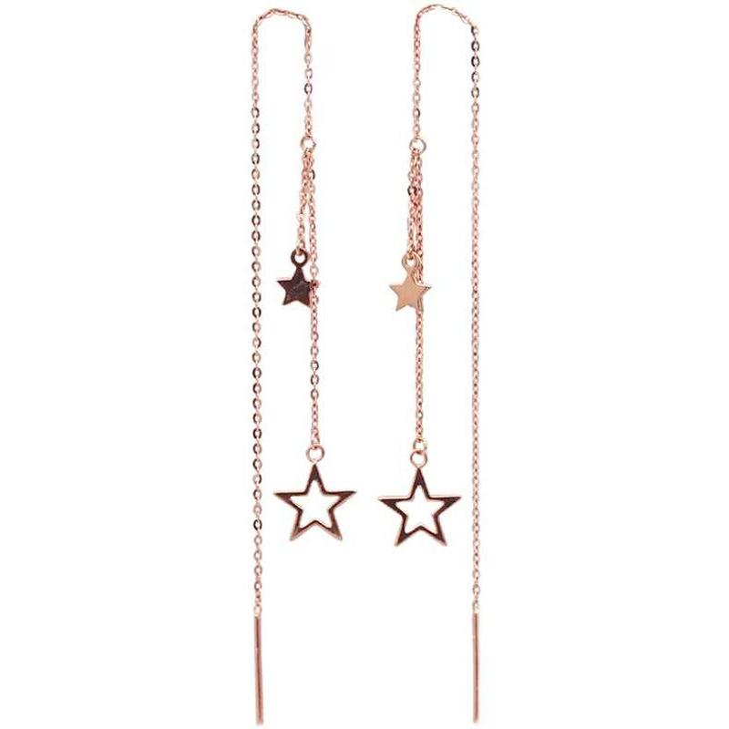 Purple Gold-Plated Rose Gold Long Shiny Pentagram Fashion Cold Wind Temperament Earphone