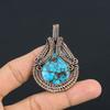 Tibetan Turquoise Pendant, 999 Copper Wire Wrapped Gemstone Jewelry, Handmade Pendant, For Thanksgiving
