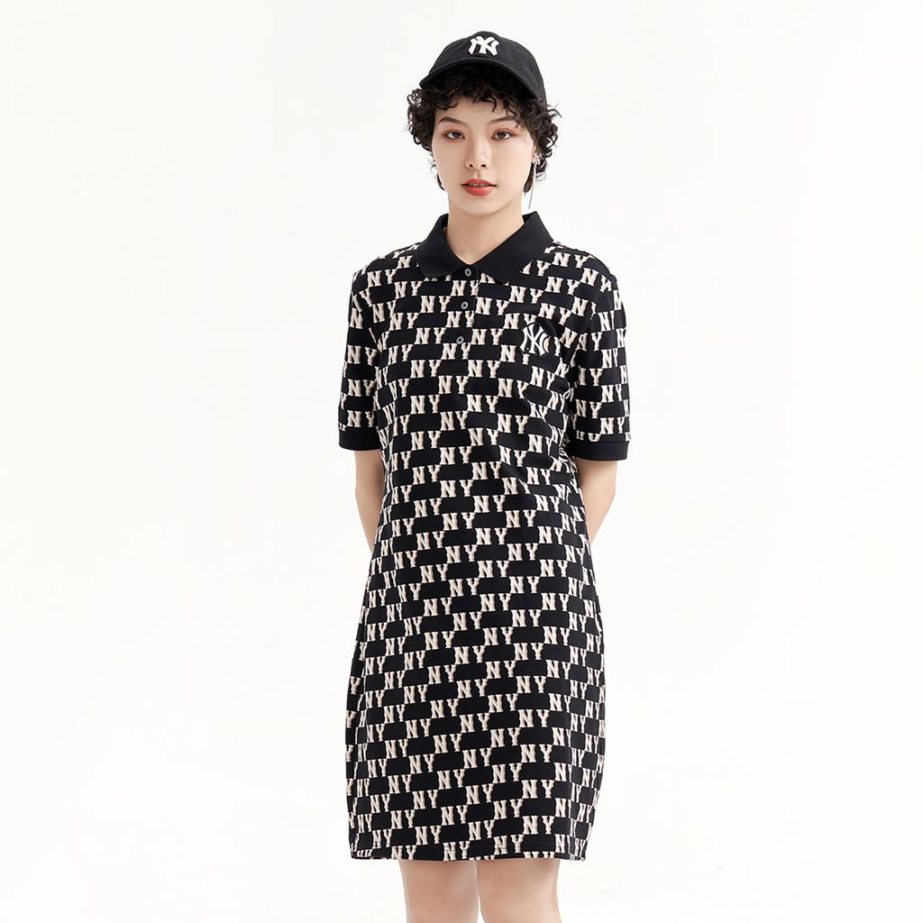 Новое женское платье с коротким рукавом MLB Черное 3FOPM0233-50BKS