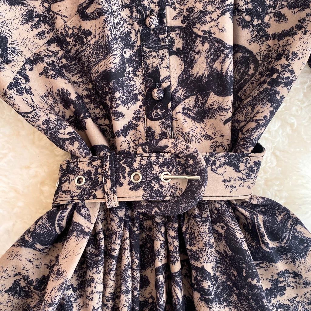 Винтажное платье с принтом, женское платье-рубашка трапециевидной формы с короткими рукавами и лацканами, женские элегантные летние длинные халаты трапециевидной формы, Vestidos