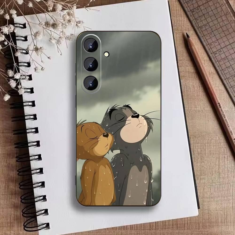 Чехол для телефона U-Tom And J-Jerry для Samsung Galaxy A73, 21, 22, 32, 71, 53, 52, 51, 80, 5G Мягкий черный чехол