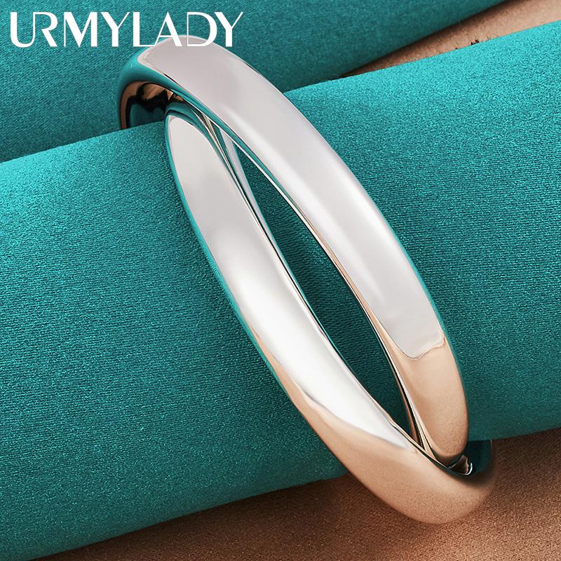 Браслеты из стерлингового серебра 925 пробы с двойным круглым кольцом, браслет для женщин, очаровательные модные украшения