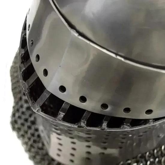 Bascinet Spoleto Helmet Armored Combat & Reenactment Helmet | LARP Battle Armor Helmet With Chainmail