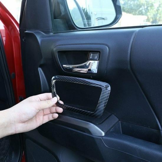 Fit Fits Toyota Tacoma 2016- Carbon Fiber ABS Interior Door Handle Bowl Trim