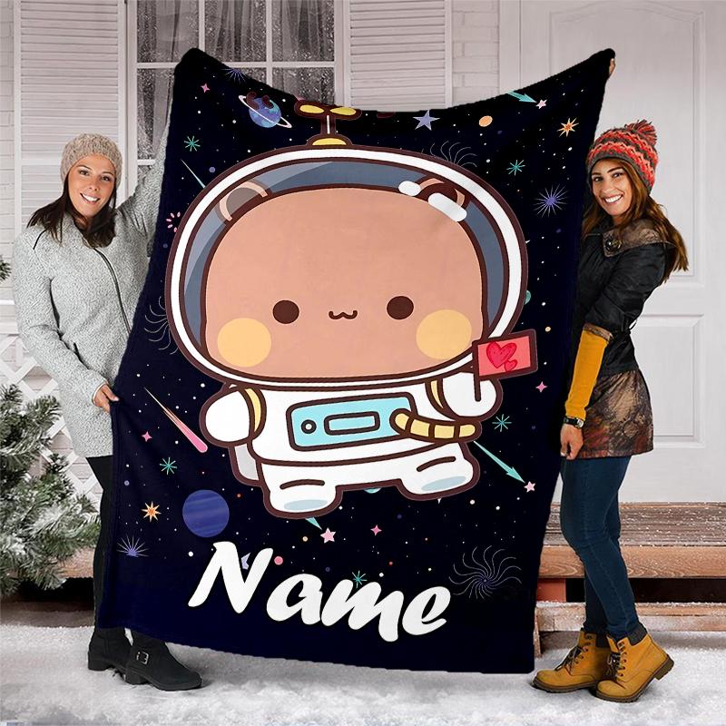 Personalized Custom Name Blanket - Bubu Dudu Print Design,Blanket for Sofa,Bed,Travel,Camping - Soft and Warm, Great Gift