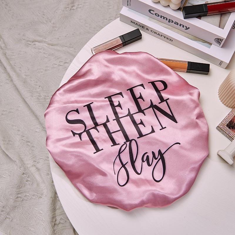 High Quality Custom Logo Long Sleeping Hat Satin Hair Bonnet with Snap and Wrap Silk Extra Large Bonnets
