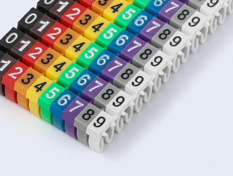 Цветные маркерные гильзы для проводов - Защелкивающиеся номерные трубки-идентификаторы для кабелей