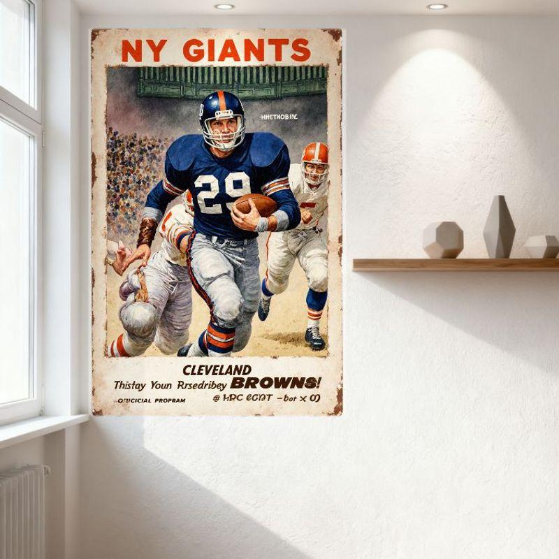 Винтажный металлический жестяной знак с изображением футбольного матча NY Giants против Cleveland Browns Ретро-постер футбольного матча для бара паба мужской берлоги Настенный декор