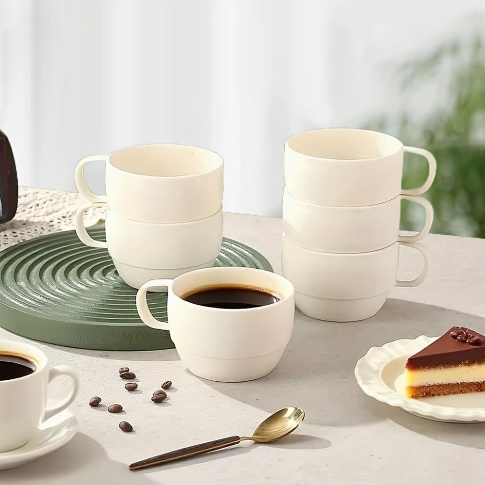 6PCS Microwave-safe Plastic Coffee Cup Thickened Family Tea Cup Durable Drink Cup  Kindergarten