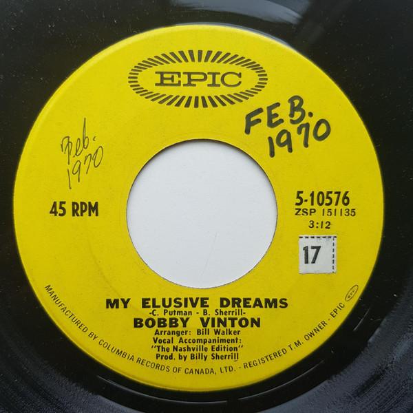 7-дюймовая пластинка BOBBY VINTON - My Elusive Dreams / Over And Over 510576 Epic 1970 Канада Рок Б/у
