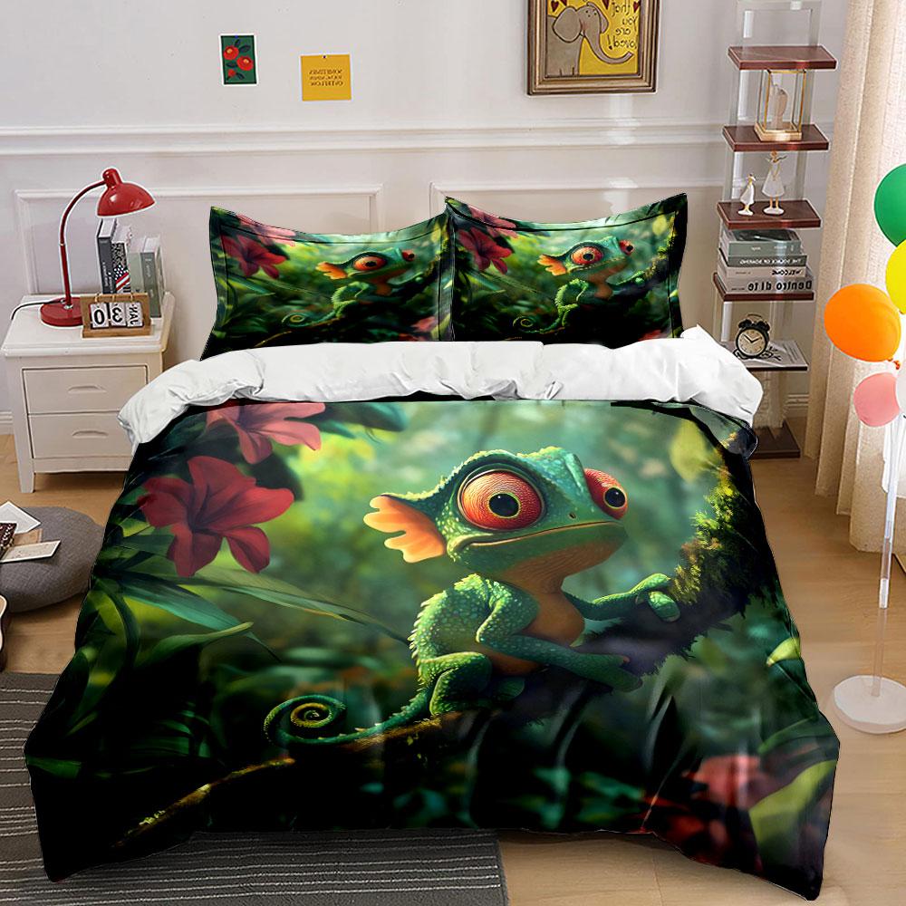 Colorful Chameleon Jungle Bedding Bedding Duvet Cover Set Duvet Cover Pillowcases (1 * Duvet Cover 2 * Pillowcases, without duvet insert)