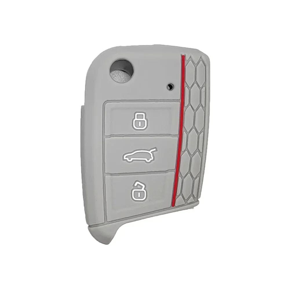 Силиконовый чехол для автомобильного ключа для Volkswagen VW Golf 7 Polo Tiguan Kodiaq Karoq mk7 Skoda Octavia A7 SEAT Leon Ibiza Брелок 3 кнопки