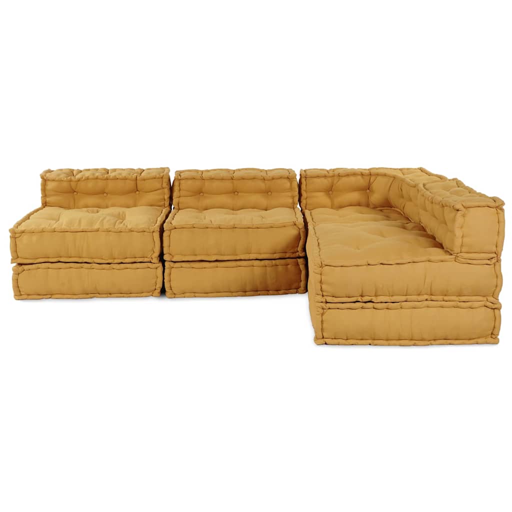 Modular Sofa Set 4 pcs Yellow Fabric