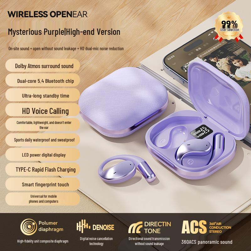 New Wireless Noise-Cancelling Bluetooth Earphones with Panoramic Sound for Running and Sports