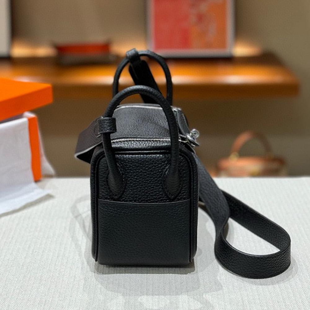 New Mini Lindy Bag 19cm (NO LOGO) Genuine Leather Boston Bag Real Cowhide Fashion Versatile Women Single Shoulder Crossbody Handbag