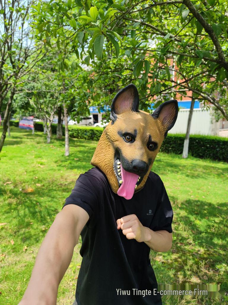 Маска Волкособа Овчарки на Хэллоуин - Латексный Головной Убор Немецкой Овчарки Хаски для Вечеринок в Стиле TikTok