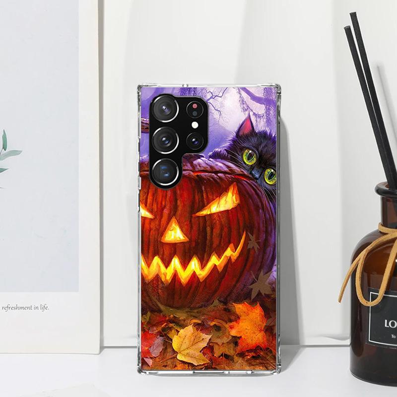 Kitten Cat Christmas Pumpkin Phone Case For Samsung Galaxy S25 S24 S23 S22 Ultra S21 FE S20 Plus S10 + S10E Art Fundas Back Cove