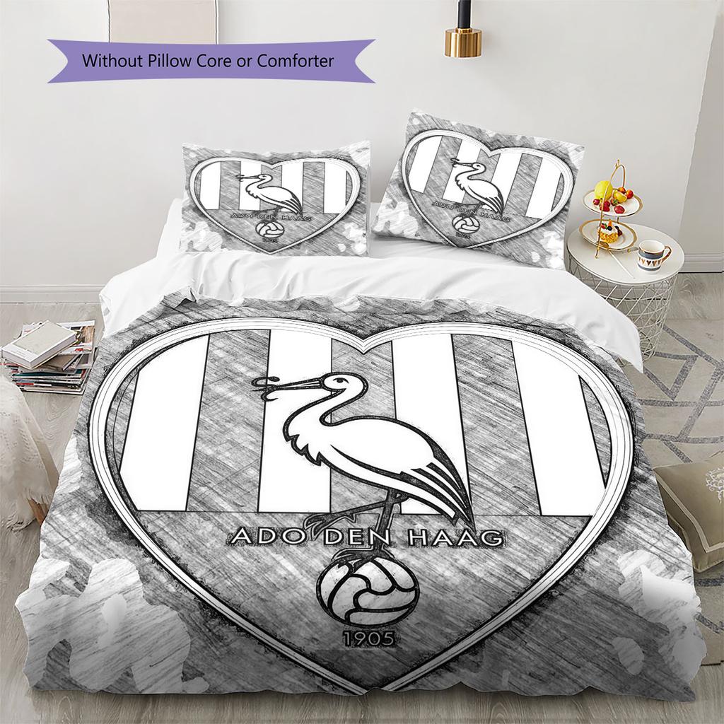 ADO Den Haag Pattern Bedding,Quilt Set Quilt Cover Pillowcase Home Birthday Gift(1 * duvet cover + 2 * pillowcase, without core)