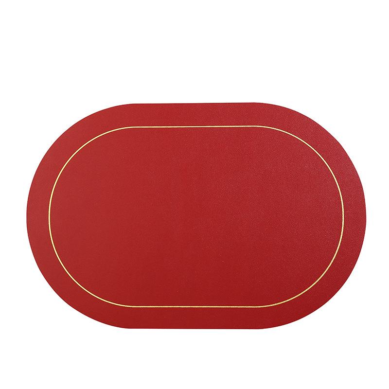Nordic Two-Tone Oval Leather Placemat - Waterproof, Oil-Proof, Heat-Resistant.