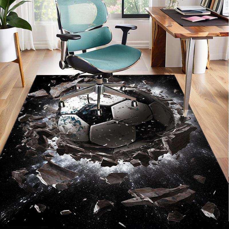 Flaming Soccer Ball Office Rug Chair Mat, Entryway Carpet, Suitable for Front Door, Bedroom, Living Room, Desk, Holiday Gift