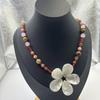 Beaded Shell Flower Necklace Boho Ocean Style Neck Chain Childishness Stone Pendant Necklace  Party