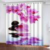 2Panels Garden Plant Orchid Curtains for Bedroom Living Room Kitchen Home Window Blinds Treatments Curtains Grommet Top Cortina