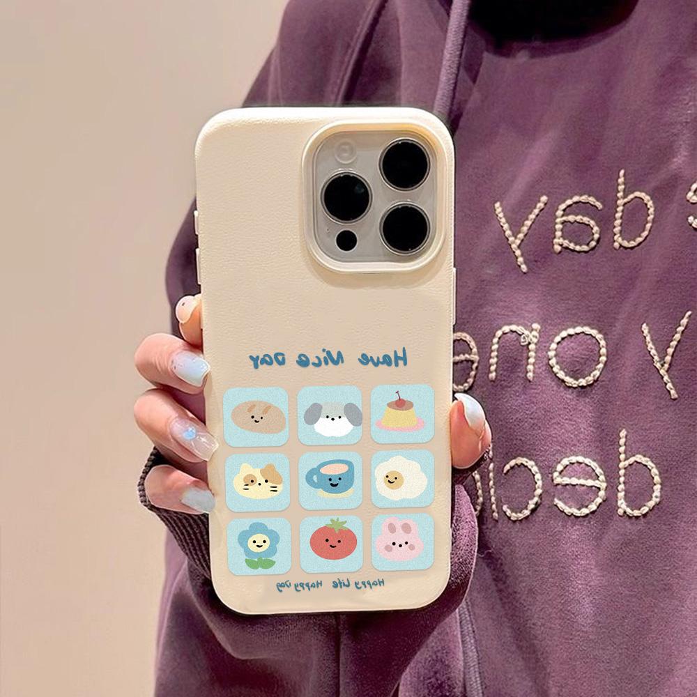 Чехол для телефона iPhone 11 13, чехол для iPhone 12 14 15 16 Pro Max 12 Pro 15 Plus, кожаный, окрашенный, водонепроницаемый, устойчивый к падениям и износу, мультяшный