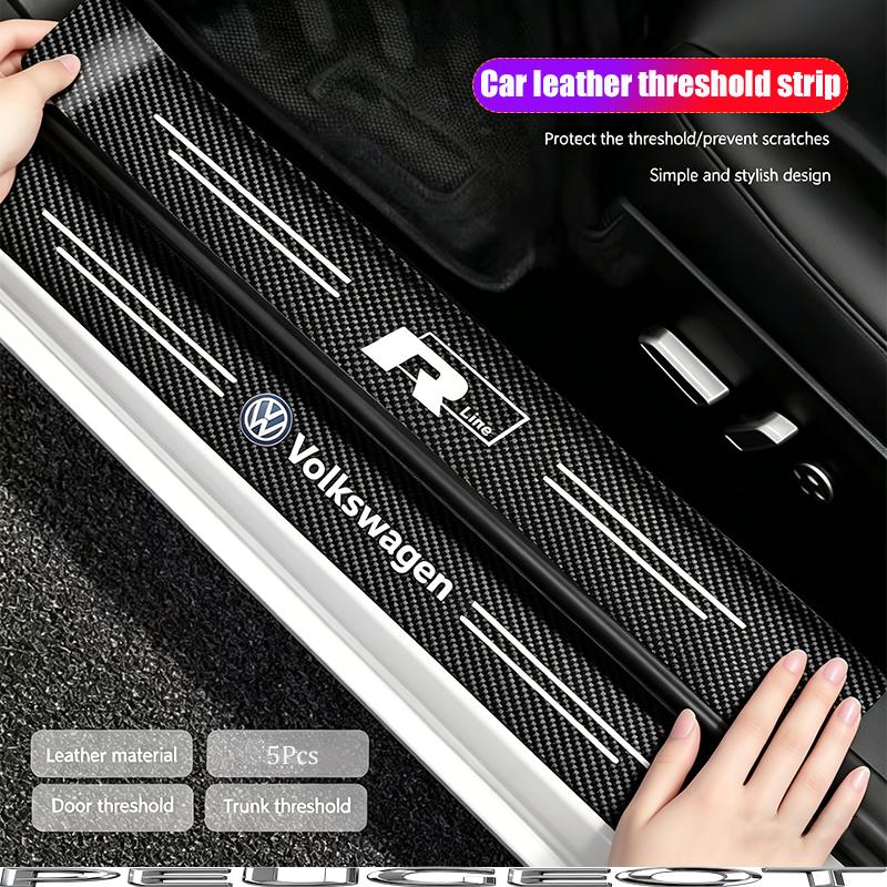 Auto Door Sill Carbon Fiber Car Sticker Protector Strip Waterproof Protect Film For VW GTI Polo Golf GTI Passat Tiguan Hub Cap