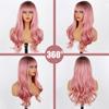 Black Xinran Gradient Pink Long Wave Wig With Bangs Natural Female Wig Synthetic Hair High Temperature Fiber Daily Role Playing