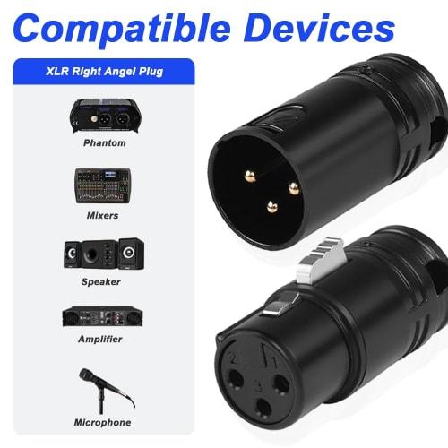 Xiatiaosann XLR Microphone Solder Adapter, Gold-Plated Adjustable Right Angled 90 Degree 3-Pin XLR Male & Female Solder Audio Plug Connector for DIY X